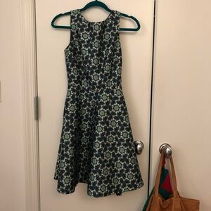 Ted Baker Kaleidoscope Blue Saint Swallow Print Dress US size 2/Ted size 0